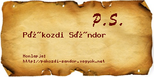 Pákozdi Sándor névjegykártya